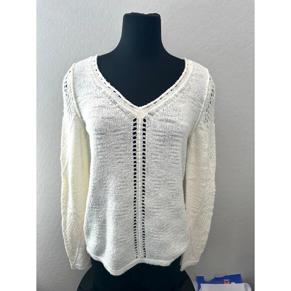 SUNDANCE | Cream Textured Open Knit Pullover Sweater NWT | XS - Picture 2 of 7